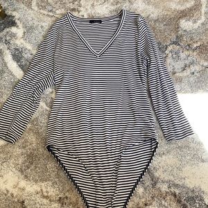 Anthropologie LAMade Black and White Stripe Bodysuit